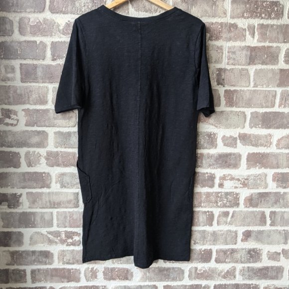 NWT / BLACK SLUB JERSEY T-SHIRT DRESS / HALF SLEEVE WITH POCKETS / SMALL - Picture 10 of 11